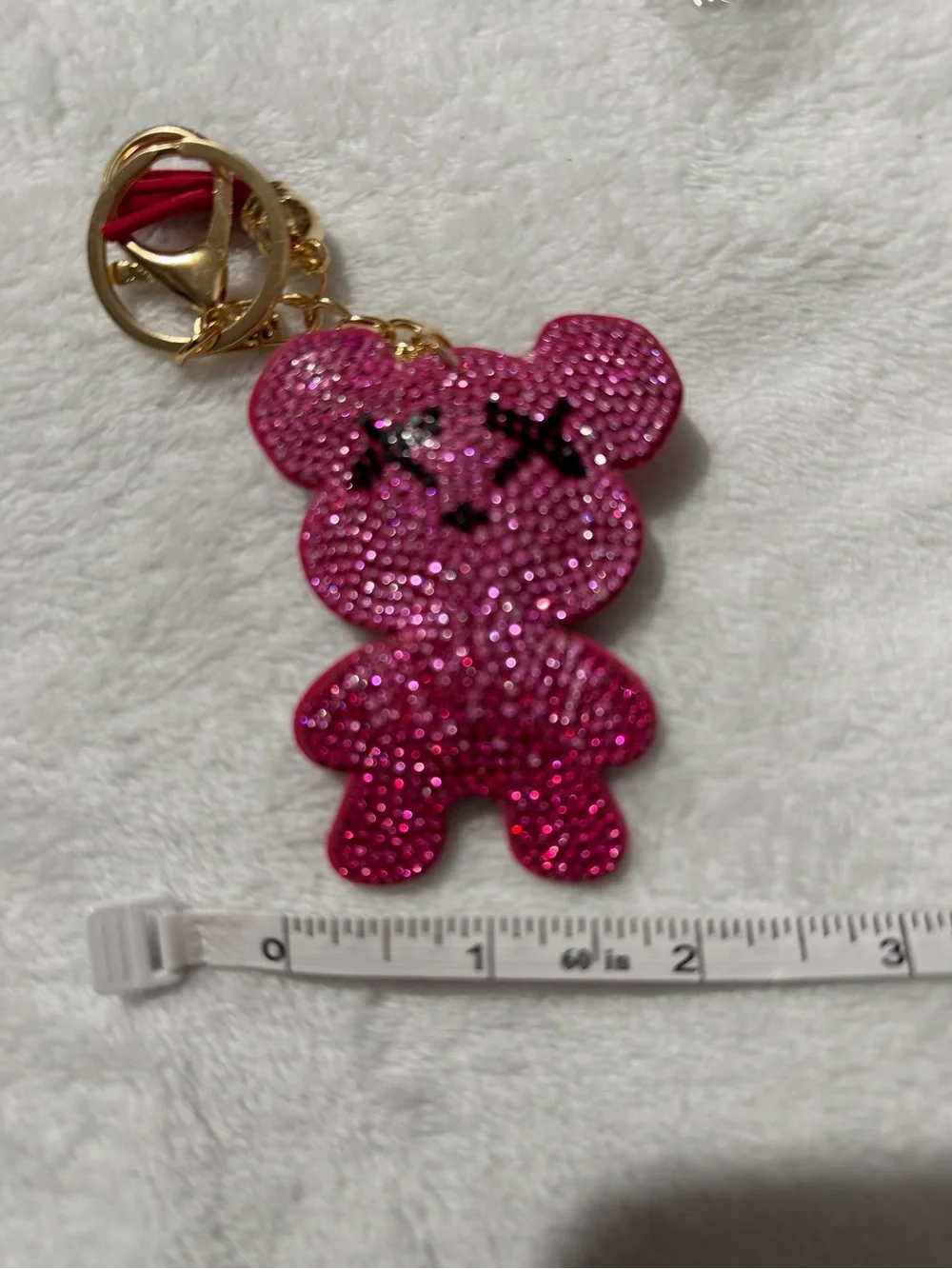 Hot Pink Bling Teddy Bear Keychain or Charm
